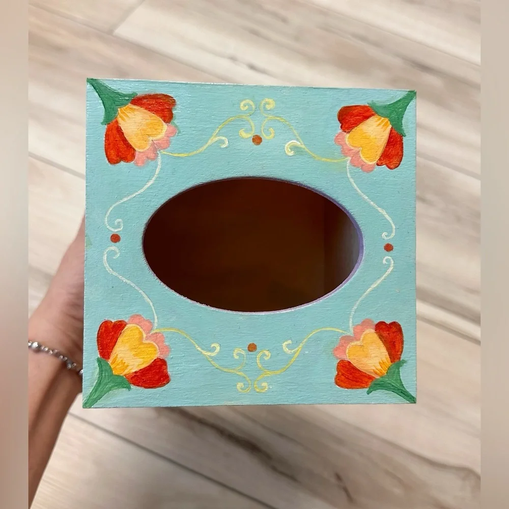 New Painted Wooden Tissue Box made by Me